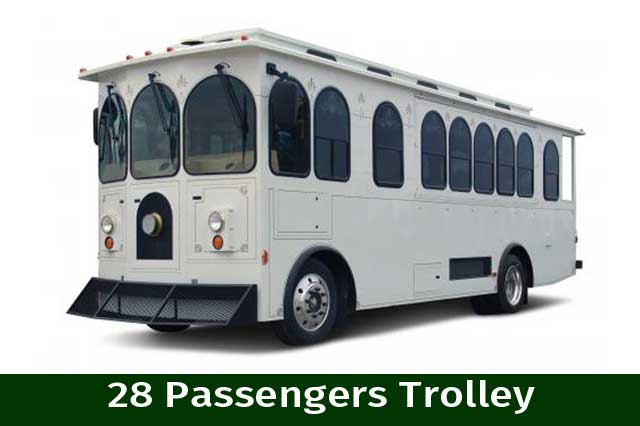 White 28 Passenger Trolley